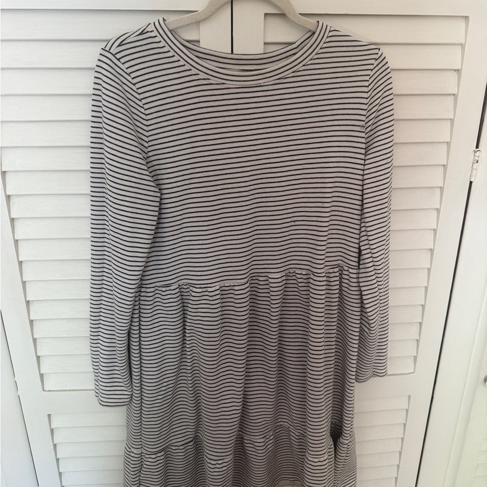 LOFT Black and White Raglan Long Sleeve Sweater Dress